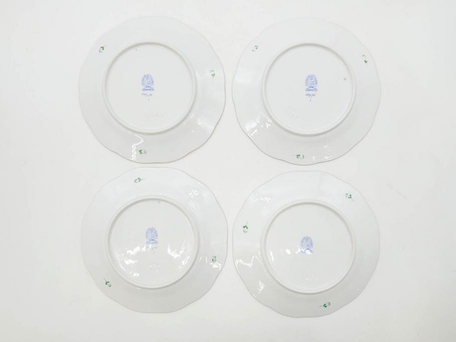 ヘレンド　ハンガリー　HEREND HVNGARY　アポニー・グリーン　スラップボール　深みのあるグリーンが食卓に落ち着きと品格をもたらすプレート6枚&ボウルセット(ディナー、パン皿、深皿、中皿、大皿、洋食器)(R-083294)