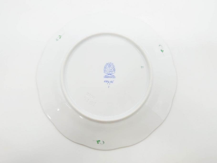 ヘレンド　ハンガリー　HEREND HVNGARY　アポニー・グリーン　スラップボール　深みのあるグリーンが食卓に落ち着きと品格をもたらすプレート6枚&ボウルセット(ディナー、パン皿、深皿、中皿、大皿、洋食器)(R-083294)