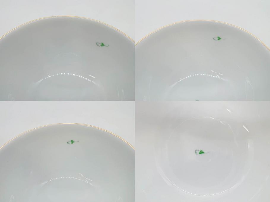 ヘレンド　ハンガリー　HEREND HVNGARY　アポニー・グリーン　スラップボール　深みのあるグリーンが食卓に落ち着きと品格をもたらすプレート6枚&ボウルセット(ディナー、パン皿、深皿、中皿、大皿、洋食器)(R-083294)