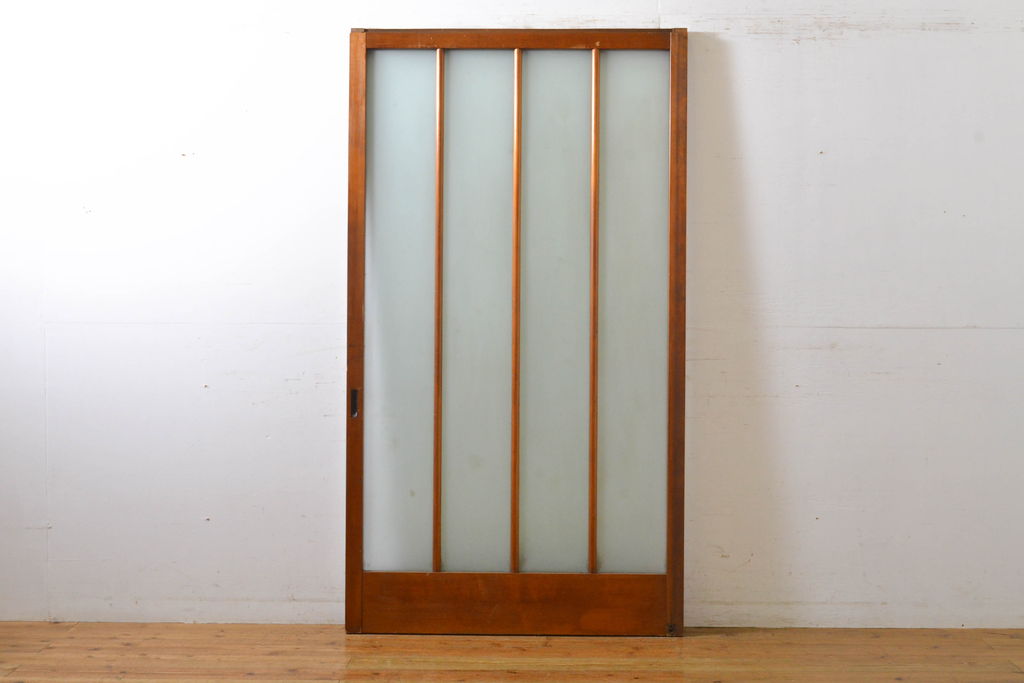 アンティーク建具　レトロな空間づくりにおすすめなガラス戸1枚(引き戸、建具)(R-063002)