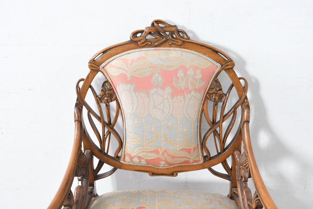 中古　美品!!　最高級モデル　メデア(Medea)　ART-919　アール・ヌーヴォー様式　クラシカルな美しさと繊細な職人技が光るアームチェア(アール・ヌーボー様式、ダイニングチェア、椅子、イス)(定価約65万円)(R-083521)