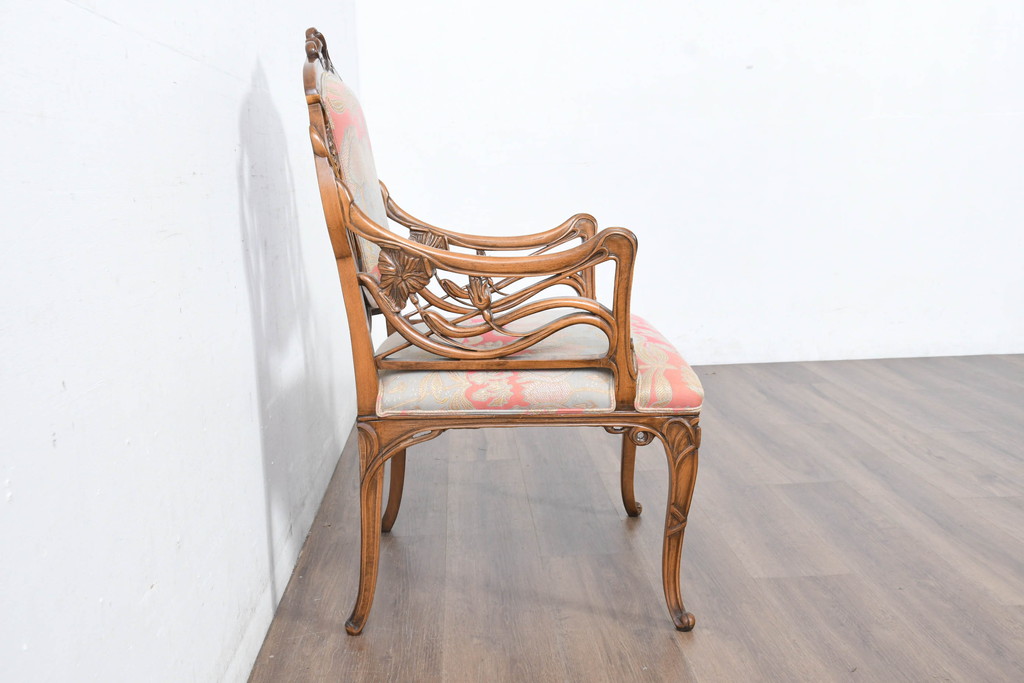 中古　美品!!　最高級モデル　メデア(Medea)　ART-919　アール・ヌーヴォー様式　クラシカルな美しさと繊細な職人技が光るアームチェア(アール・ヌーボー様式、ダイニングチェア、椅子、イス)(定価約65万円)(R-083521)