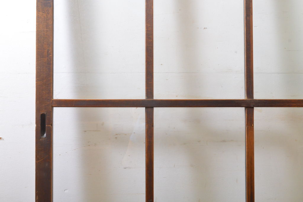 アンティーク建具　シンプルなデザインで使いやすいガラス戸2枚セット(引き戸、建具)(R-062698)