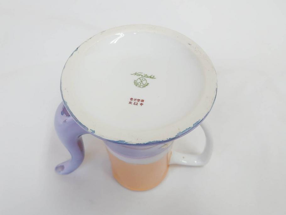明治〜大正期　オールドノリタケ　NORITAKE　ラスター彩　金彩　コーヒーポット　デミタスカップ&ソーサー　異国情緒あふれるデザインが優雅なひとときを演出するコーヒーセット(風景、舟、船、マルキ印、オレンジ、C&S、洋食器)(R-083295)