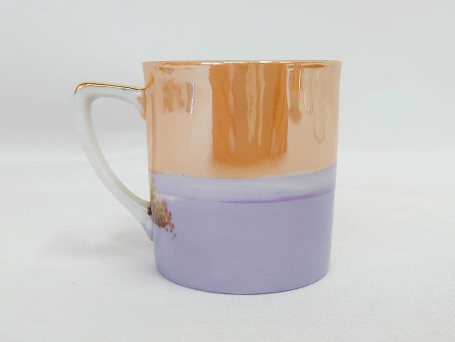 明治〜大正期　オールドノリタケ　NORITAKE　ラスター彩　金彩　コーヒーポット　デミタスカップ&ソーサー　異国情緒あふれるデザインが優雅なひとときを演出するコーヒーセット(風景、舟、船、マルキ印、オレンジ、C&S、洋食器)(R-083295)