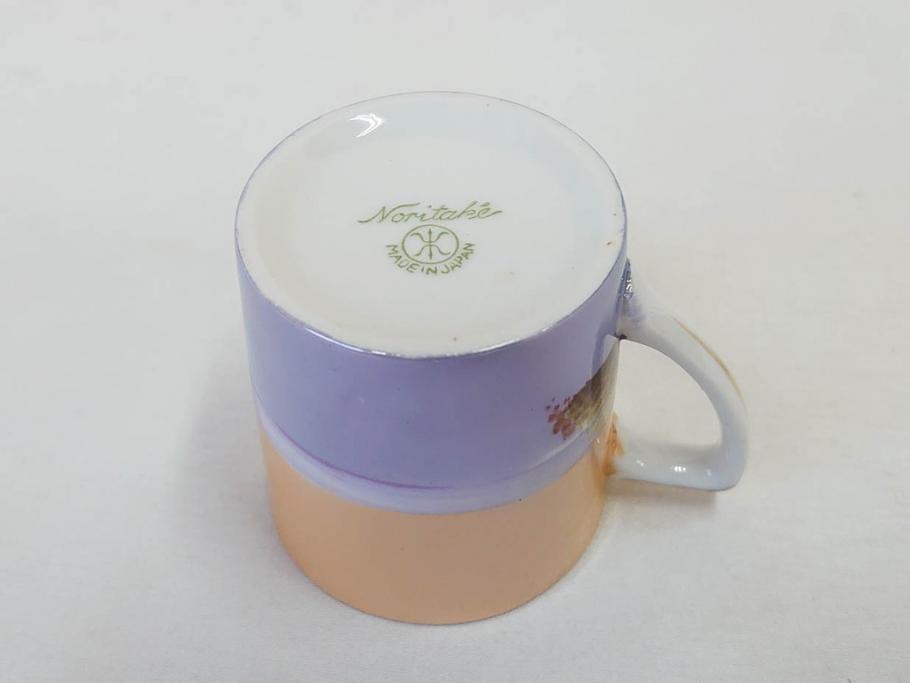 明治〜大正期　オールドノリタケ　NORITAKE　ラスター彩　金彩　コーヒーポット　デミタスカップ&ソーサー　異国情緒あふれるデザインが優雅なひとときを演出するコーヒーセット(風景、舟、船、マルキ印、オレンジ、C&S、洋食器)(R-083295)