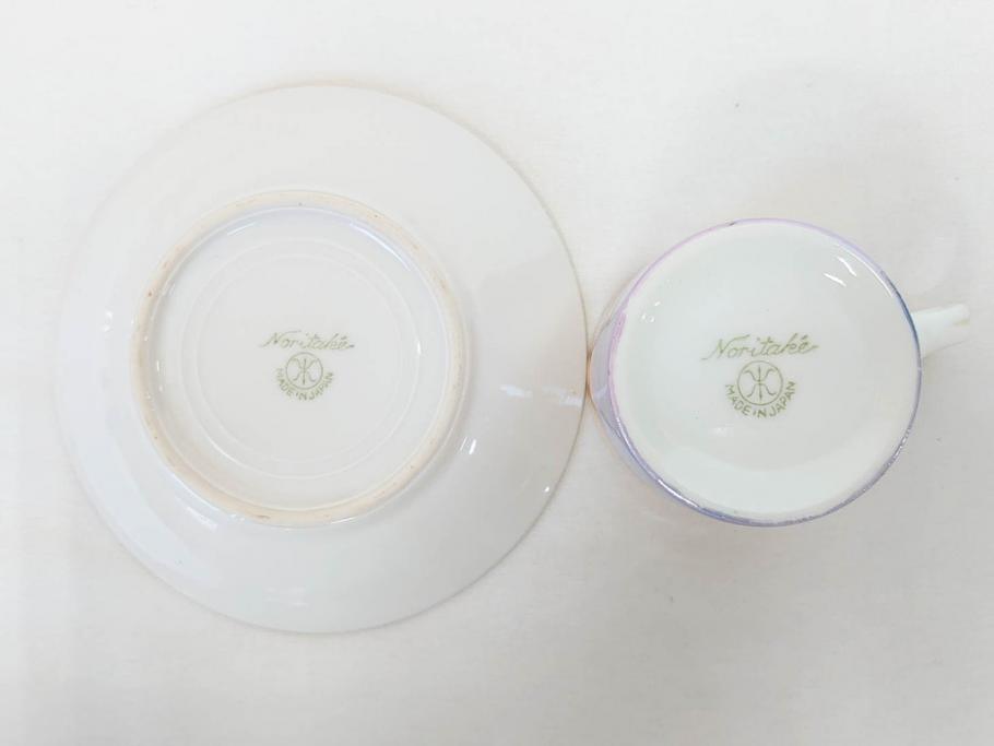 明治〜大正期　オールドノリタケ　NORITAKE　ラスター彩　金彩　コーヒーポット　デミタスカップ&ソーサー　異国情緒あふれるデザインが優雅なひとときを演出するコーヒーセット(風景、舟、船、マルキ印、オレンジ、C&S、洋食器)(R-083295)