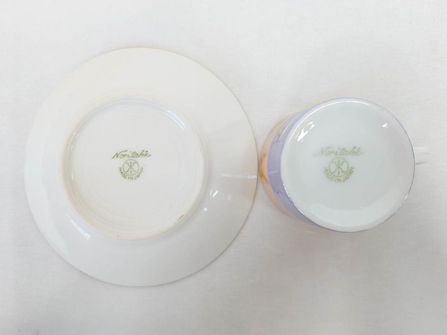 明治〜大正期　オールドノリタケ　NORITAKE　ラスター彩　金彩　コーヒーポット　デミタスカップ&ソーサー　異国情緒あふれるデザインが優雅なひとときを演出するコーヒーセット(風景、舟、船、マルキ印、オレンジ、C&S、洋食器)(R-083295)