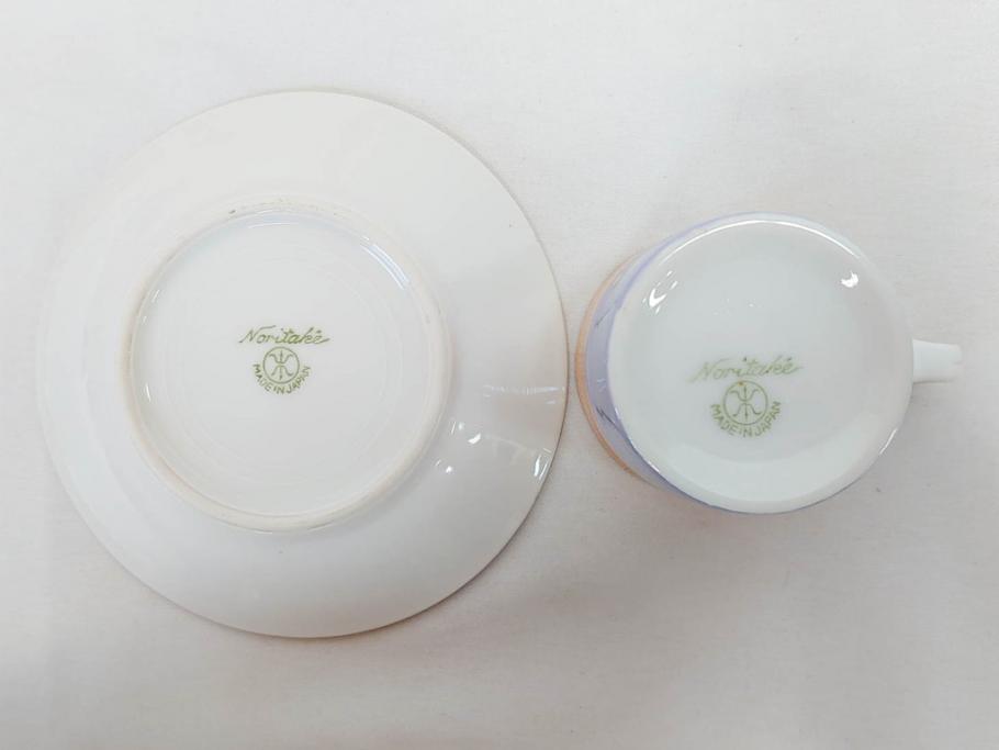 明治〜大正期　オールドノリタケ　NORITAKE　ラスター彩　金彩　コーヒーポット　デミタスカップ&ソーサー　異国情緒あふれるデザインが優雅なひとときを演出するコーヒーセット(風景、舟、船、マルキ印、オレンジ、C&S、洋食器)(R-083295)