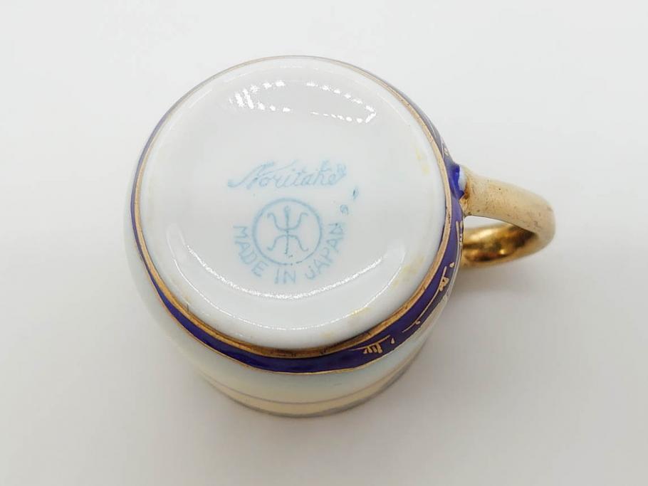 明治～大正期　オールドノリタケ　NORITAKE　ラスター彩　金彩　金盛　花　手仕事の美しさが凝縮されたカップ&ソーサー4客セット(マルキ印、フラワー、オレンジ、風景、ハンドペイント、C&S、洋食器)(R-083296)