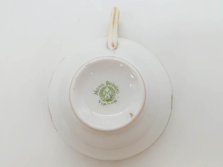 明治～大正期　オールドノリタケ　NORITAKE　ラスター彩　金彩　金盛　花　手仕事の美しさが凝縮されたカップ&ソーサー4客セット(マルキ印、フラワー、オレンジ、風景、ハンドペイント、C&S、洋食器)(R-083296)