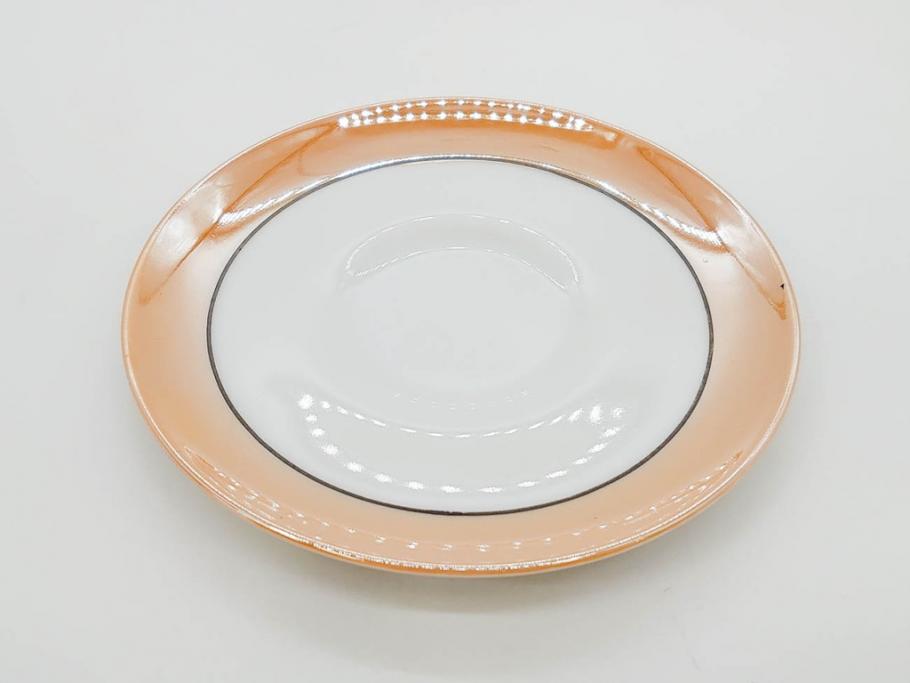 明治～大正期　オールドノリタケ　NORITAKE　ラスター彩　金彩　金盛　花　手仕事の美しさが凝縮されたカップ&ソーサー4客セット(マルキ印、フラワー、オレンジ、風景、ハンドペイント、C&S、洋食器)(R-083296)