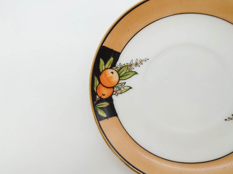 明治～大正期　オールドノリタケ　NORITAKE　ラスター彩　金彩　金盛　花　手仕事の美しさが凝縮されたカップ&ソーサー4客セット(マルキ印、フラワー、オレンジ、風景、ハンドペイント、C&S、洋食器)(R-083296)
