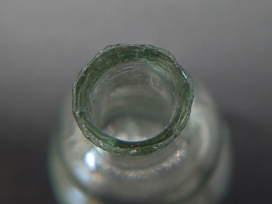 戦前　当時物　瓢箪型　気泡や絶妙なフォルムが味わいのあるニッキ水瓶5個セット(豆ガラス、ちびニッキ水、ガラス容器、駄菓子屋ビン、ペロペロ、レトロガラス、一輪挿し、ひょうたん)(R-077058)