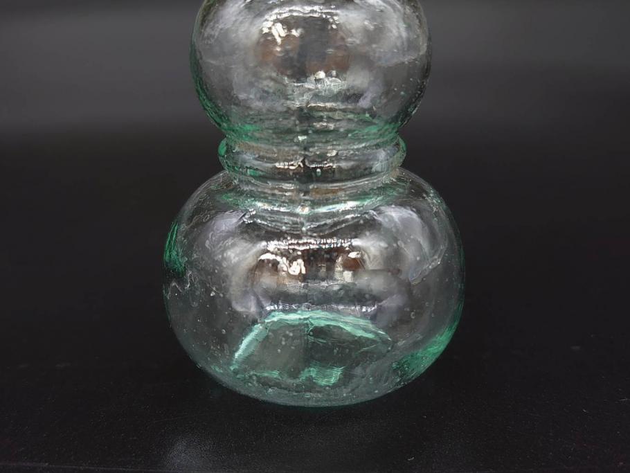 戦前　当時物　瓢箪型　気泡や絶妙なフォルムが味わいのあるニッキ水瓶5個セット(豆ガラス、ちびニッキ水、ガラス容器、駄菓子屋ビン、ペロペロ、レトロガラス、一輪挿し、ひょうたん)(R-077058)