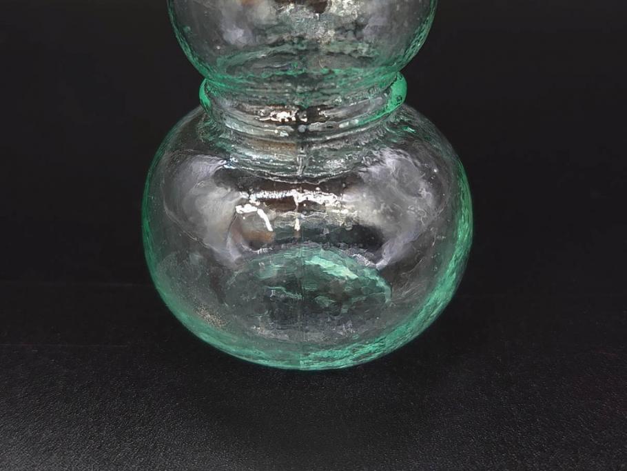 戦前　当時物　瓢箪型　気泡や絶妙なフォルムが味わいのあるニッキ水瓶5個セット(豆ガラス、ちびニッキ水、ガラス容器、駄菓子屋ビン、ペロペロ、レトロガラス、一輪挿し、ひょうたん)(R-077058)