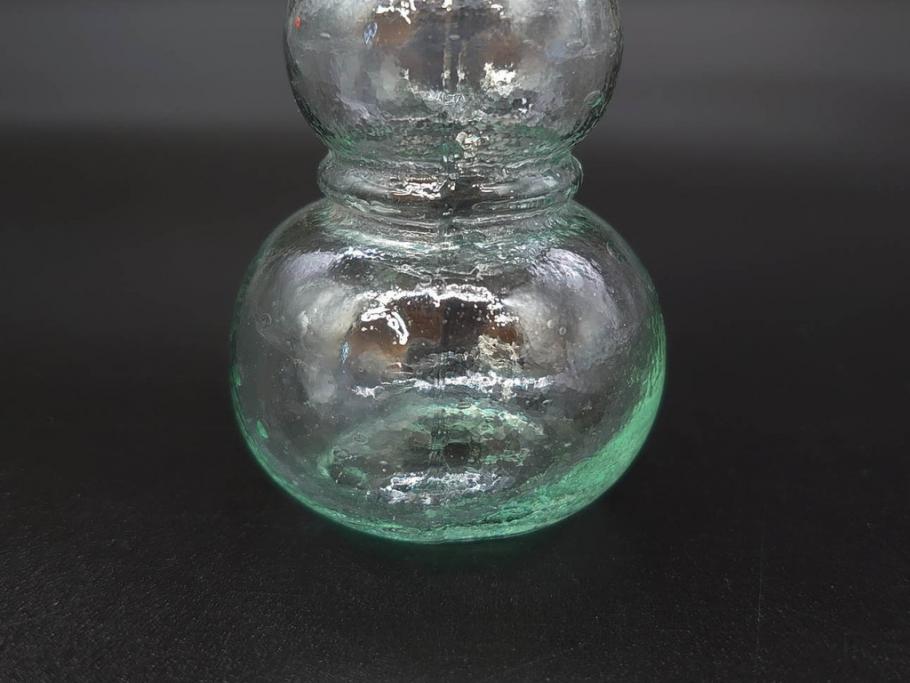 戦前　当時物　瓢箪型　気泡や絶妙なフォルムが味わいのあるニッキ水瓶5個セット(豆ガラス、ちびニッキ水、ガラス容器、駄菓子屋ビン、ペロペロ、レトロガラス、一輪挿し、ひょうたん)(R-077058)