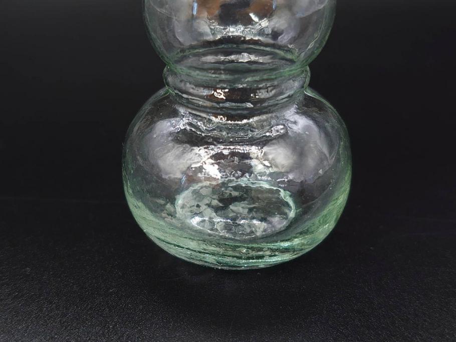 戦前　当時物　瓢箪型　気泡や絶妙なフォルムが味わいのあるニッキ水瓶5個セット(豆ガラス、ちびニッキ水、ガラス容器、駄菓子屋ビン、ペロペロ、レトロガラス、一輪挿し、ひょうたん)(R-077059)