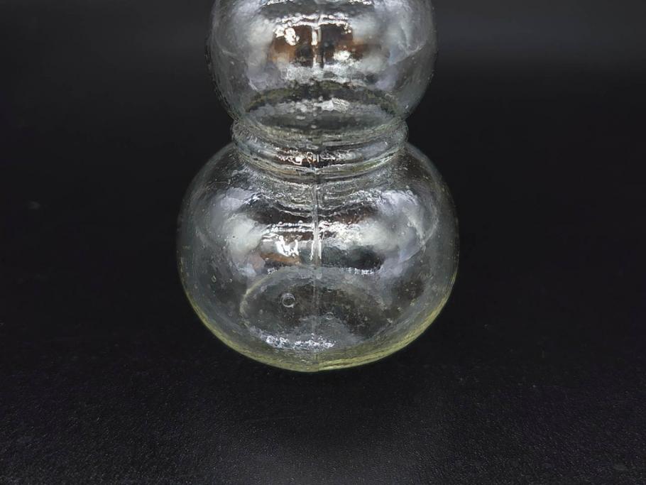 戦前　当時物　瓢箪型　気泡や絶妙なフォルムが味わいのあるニッキ水瓶5個セット(豆ガラス、ちびニッキ水、ガラス容器、駄菓子屋ビン、ペロペロ、レトロガラス、一輪挿し、ひょうたん)(R-077059)