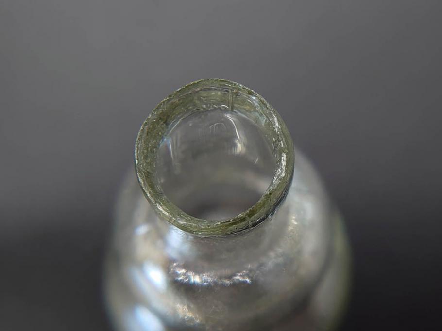 戦前　当時物　瓢箪型　気泡や絶妙なフォルムが味わいのあるニッキ水瓶5個セット(豆ガラス、ちびニッキ水、ガラス容器、駄菓子屋ビン、ペロペロ、レトロガラス、一輪挿し、ひょうたん)(R-077059)