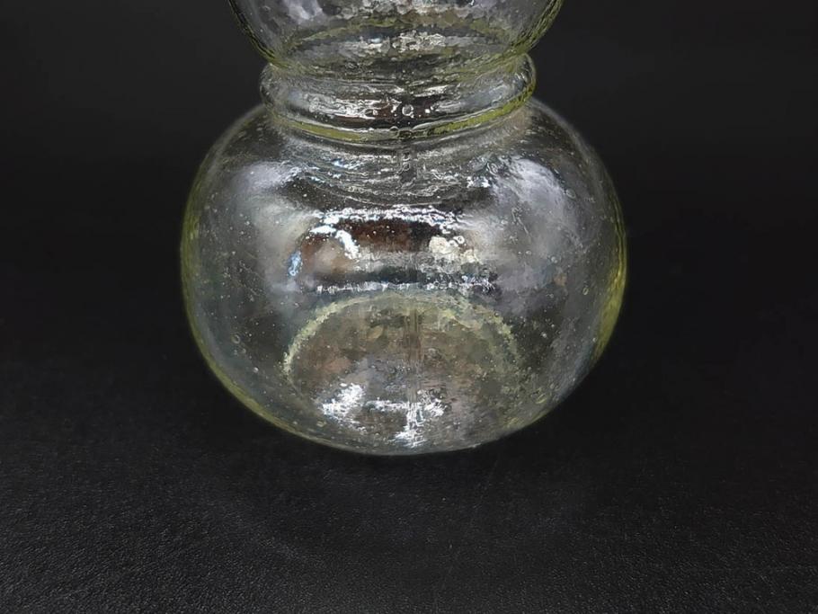 戦前　当時物　瓢箪型　気泡や絶妙なフォルムが味わいのあるニッキ水瓶5個セット(豆ガラス、ちびニッキ水、ガラス容器、駄菓子屋ビン、ペロペロ、レトロガラス、一輪挿し、ひょうたん)(R-077059)