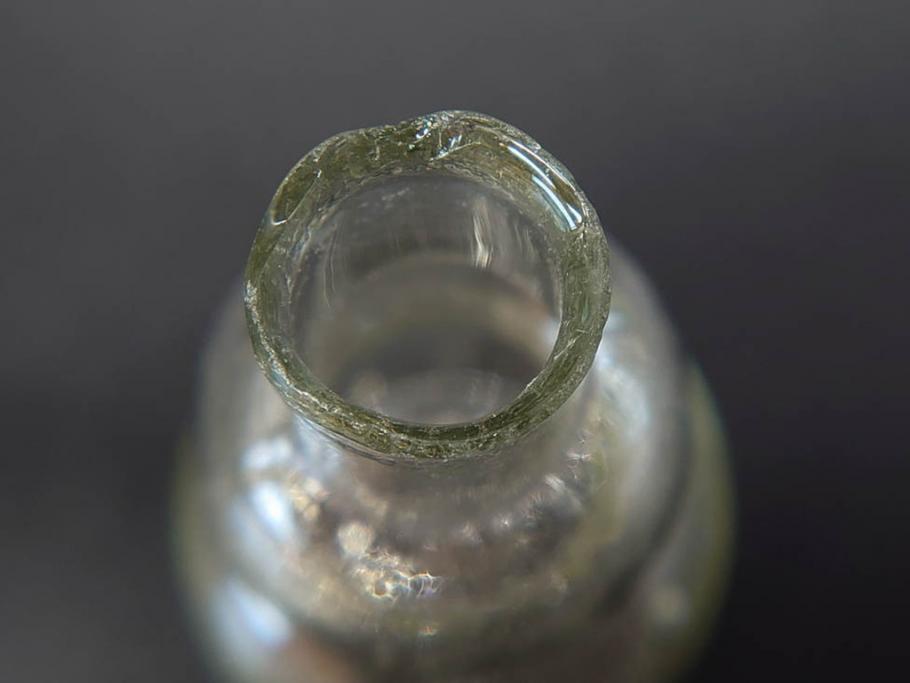 戦前　当時物　瓢箪型　気泡や絶妙なフォルムが味わいのあるニッキ水瓶5個セット(豆ガラス、ちびニッキ水、ガラス容器、駄菓子屋ビン、ペロペロ、レトロガラス、一輪挿し、ひょうたん)(R-077059)