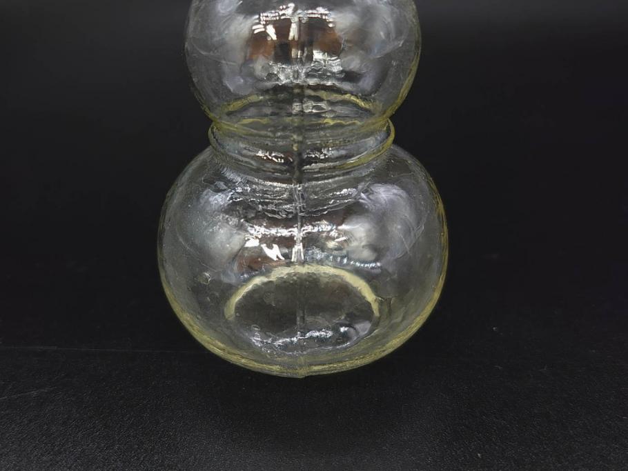 戦前　当時物　瓢箪型　気泡や絶妙なフォルムが味わいのあるニッキ水瓶5個セット(豆ガラス、ちびニッキ水、ガラス容器、駄菓子屋ビン、ペロペロ、レトロガラス、一輪挿し、ひょうたん)(R-077059)
