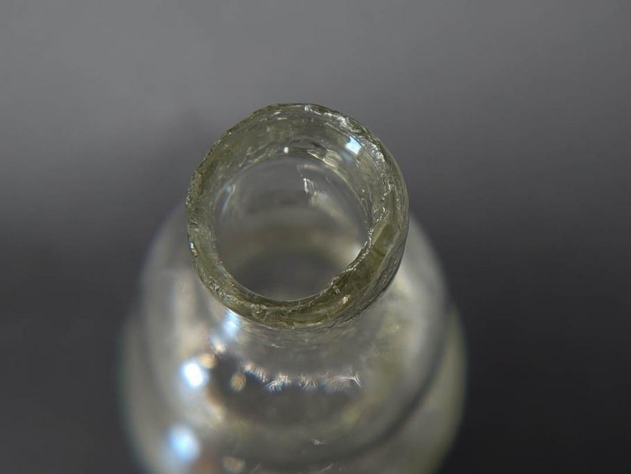 戦前　当時物　瓢箪型　気泡や絶妙なフォルムが味わいのあるニッキ水瓶5個セット(豆ガラス、ちびニッキ水、ガラス容器、駄菓子屋ビン、ペロペロ、レトロガラス、一輪挿し、ひょうたん)(R-077059)