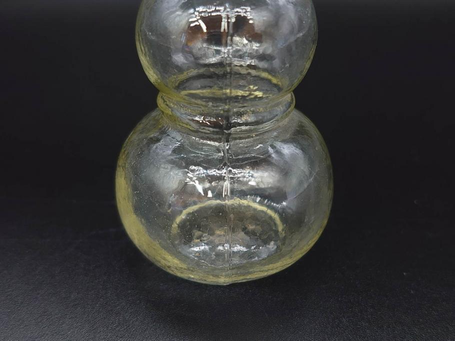 戦前　当時物　瓢箪型　気泡や絶妙なフォルムが味わいのあるニッキ水瓶5個セット(豆ガラス、ちびニッキ水、ガラス容器、駄菓子屋ビン、ペロペロ、レトロガラス、一輪挿し、ひょうたん)(R-077060)