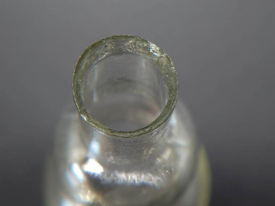 戦前　当時物　瓢箪型　気泡や絶妙なフォルムが味わいのあるニッキ水瓶5個セット(豆ガラス、ちびニッキ水、ガラス容器、駄菓子屋ビン、ペロペロ、レトロガラス、一輪挿し、ひょうたん)(R-077060)