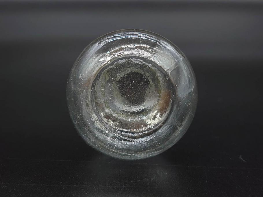 戦前　当時物　瓢箪型　気泡や絶妙なフォルムが味わいのあるニッキ水瓶5個セット(豆ガラス、ちびニッキ水、ガラス容器、駄菓子屋ビン、ペロペロ、レトロガラス、一輪挿し、ひょうたん)(R-077060)