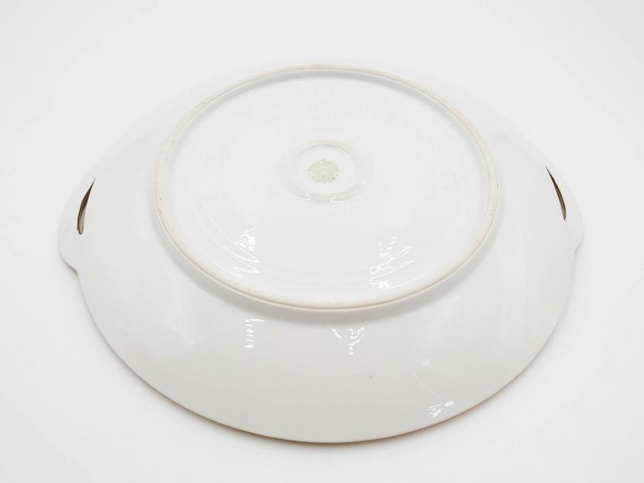 明治～大正期　オールドノリタケ　NORITAKE　金彩　金盛　ハンドペイント　雉　蝶　丁寧に施された装飾が日常に彩りと品格を添えるプレート2枚セット(ちょう、鳥、キジ、取手付、大皿、中皿、洋食器)(R-083568)