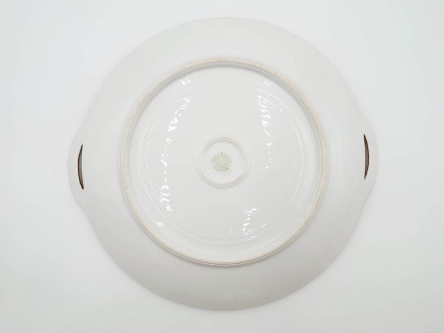 明治～大正期　オールドノリタケ　NORITAKE　金彩　金盛　ハンドペイント　雉　蝶　丁寧に施された装飾が日常に彩りと品格を添えるプレート2枚セット(ちょう、鳥、キジ、取手付、大皿、中皿、洋食器)(R-083568)