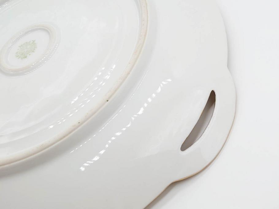 明治～大正期　オールドノリタケ　NORITAKE　金彩　金盛　ハンドペイント　雉　蝶　丁寧に施された装飾が日常に彩りと品格を添えるプレート2枚セット(ちょう、鳥、キジ、取手付、大皿、中皿、洋食器)(R-083568)