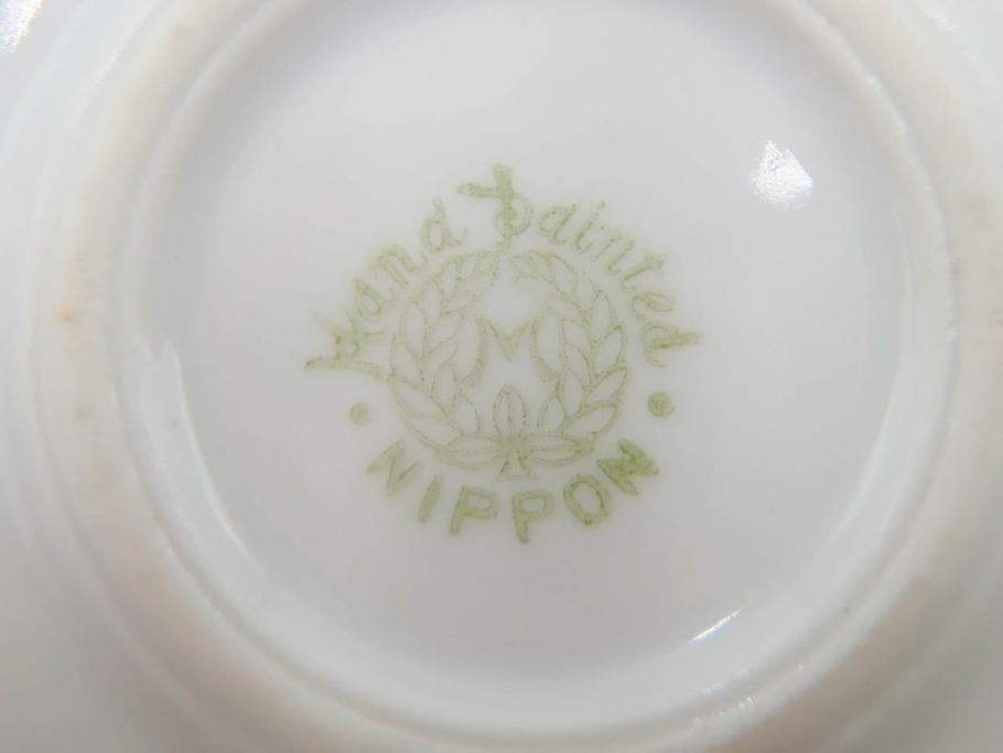 明治～大正期　オールドノリタケ　NORITAKE　金彩　金盛　ハンドペイント　雉　蝶　丁寧に施された装飾が日常に彩りと品格を添えるプレート2枚セット(ちょう、鳥、キジ、取手付、大皿、中皿、洋食器)(R-083568)