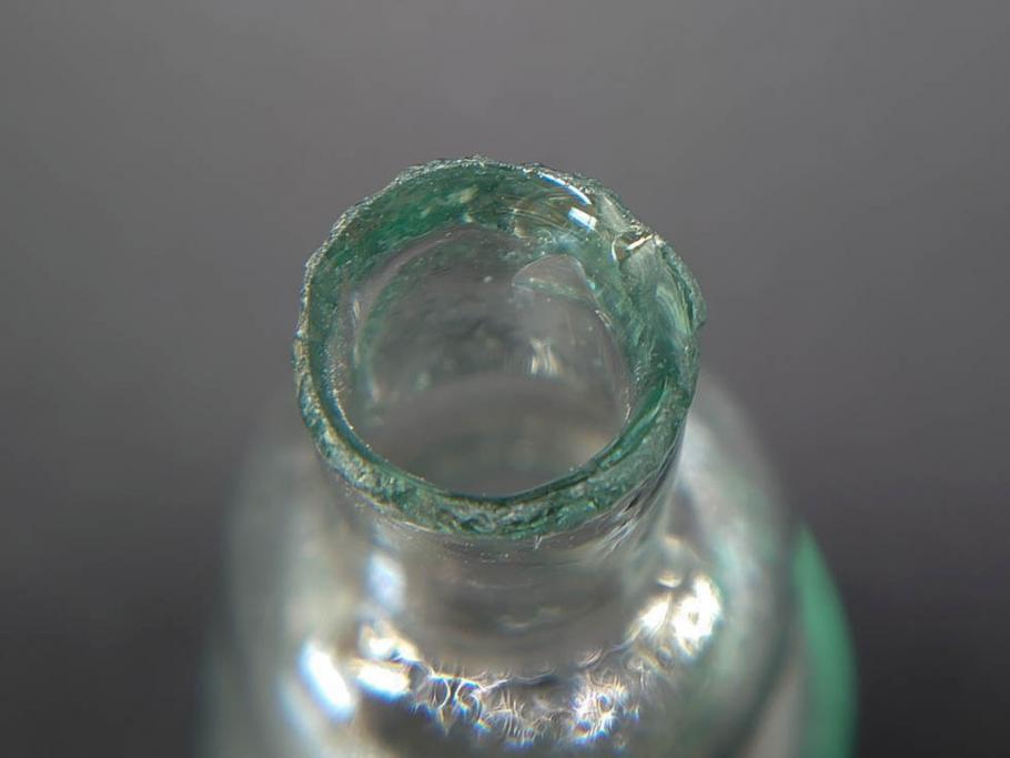 戦前　当時物　瓢箪型　気泡や絶妙なフォルムが味わいのあるニッキ水瓶5個セット(豆ガラス、ちびニッキ水、ガラス容器、駄菓子屋ビン、ペロペロ、レトロガラス、一輪挿し、ひょうたん)(R-077060)