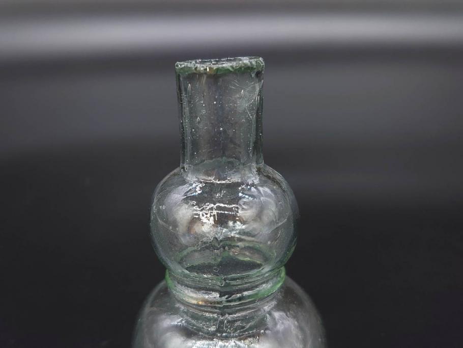 戦前　当時物　瓢箪型　気泡や絶妙なフォルムが味わいのあるニッキ水瓶5個セット(豆ガラス、ちびニッキ水、ガラス容器、駄菓子屋ビン、ペロペロ、レトロガラス、一輪挿し、ひょうたん)(R-077060)
