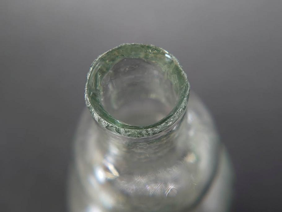 戦前　当時物　瓢箪型　気泡や絶妙なフォルムが味わいのあるニッキ水瓶5個セット(豆ガラス、ちびニッキ水、ガラス容器、駄菓子屋ビン、ペロペロ、レトロガラス、一輪挿し、ひょうたん)(R-077060)