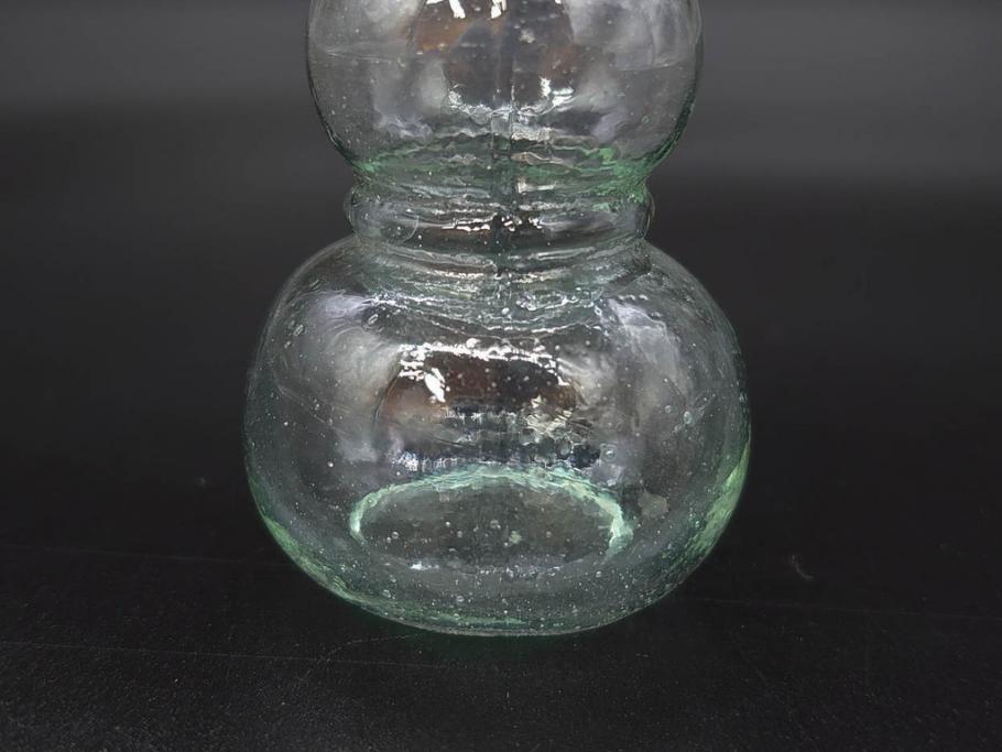 戦前　当時物　瓢箪型　気泡や絶妙なフォルムが味わいのあるニッキ水瓶5個セット(豆ガラス、ちびニッキ水、ガラス容器、駄菓子屋ビン、ペロペロ、レトロガラス、一輪挿し、ひょうたん)(R-077060)