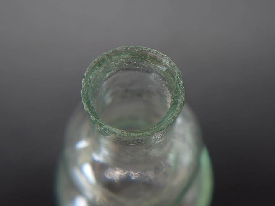 戦前　当時物　瓢箪型　気泡や絶妙なフォルムが味わいのあるニッキ水瓶5個セット(豆ガラス、ちびニッキ水、ガラス容器、駄菓子屋ビン、ペロペロ、レトロガラス、一輪挿し、ひょうたん)(R-077060)