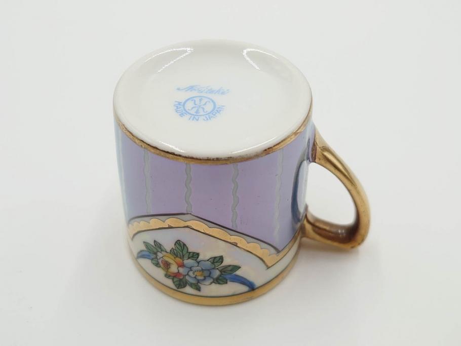 明治～大正期　オールドノリタケ　NORITAKE　花籠　ラスター彩と金彩が織りなす幻想的な輝きが贅沢なひとときを演出するポット・カップ&ソーサー4客セット(ティー、コーヒー、マルキ印、C&S、洋食器)(R-083569)