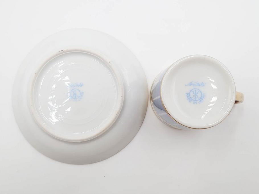 明治～大正期　オールドノリタケ　NORITAKE　花籠　ラスター彩と金彩が織りなす幻想的な輝きが贅沢なひとときを演出するポット・カップ&ソーサー4客セット(ティー、コーヒー、マルキ印、C&S、洋食器)(R-083569)