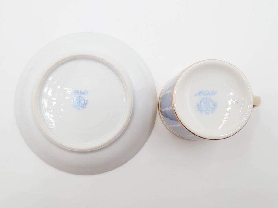 明治～大正期　オールドノリタケ　NORITAKE　花籠　ラスター彩と金彩が織りなす幻想的な輝きが贅沢なひとときを演出するポット・カップ&ソーサー4客セット(ティー、コーヒー、マルキ印、C&S、洋食器)(R-083569)