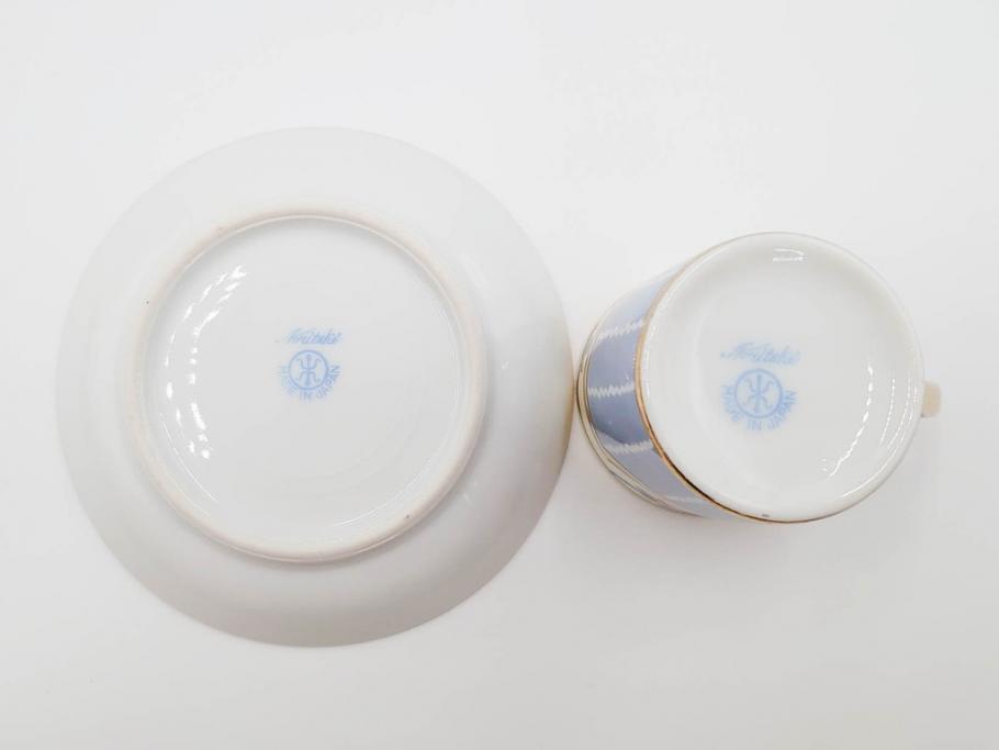 明治～大正期　オールドノリタケ　NORITAKE　花籠　ラスター彩と金彩が織りなす幻想的な輝きが贅沢なひとときを演出するポット・カップ&ソーサー4客セット(ティー、コーヒー、マルキ印、C&S、洋食器)(R-083569)