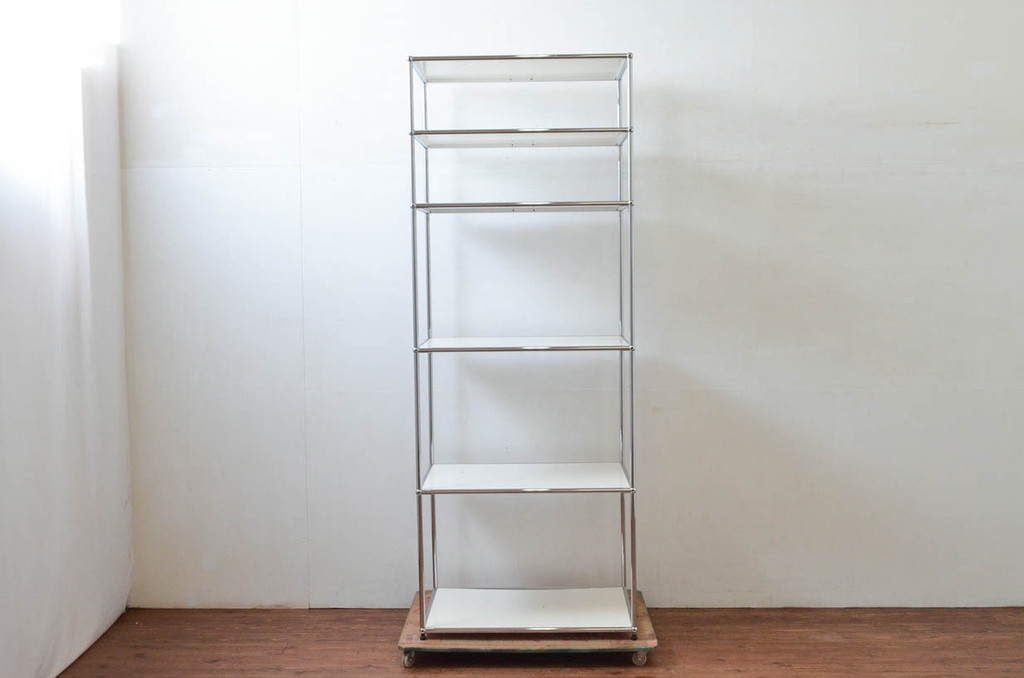 中古　USMハラー(USM Haller)　シンプルなデザインが取り入れやすい鉄製キャビネット(オープンラック、飾り棚、店舗什器)(定価約17万円)(R-074299)