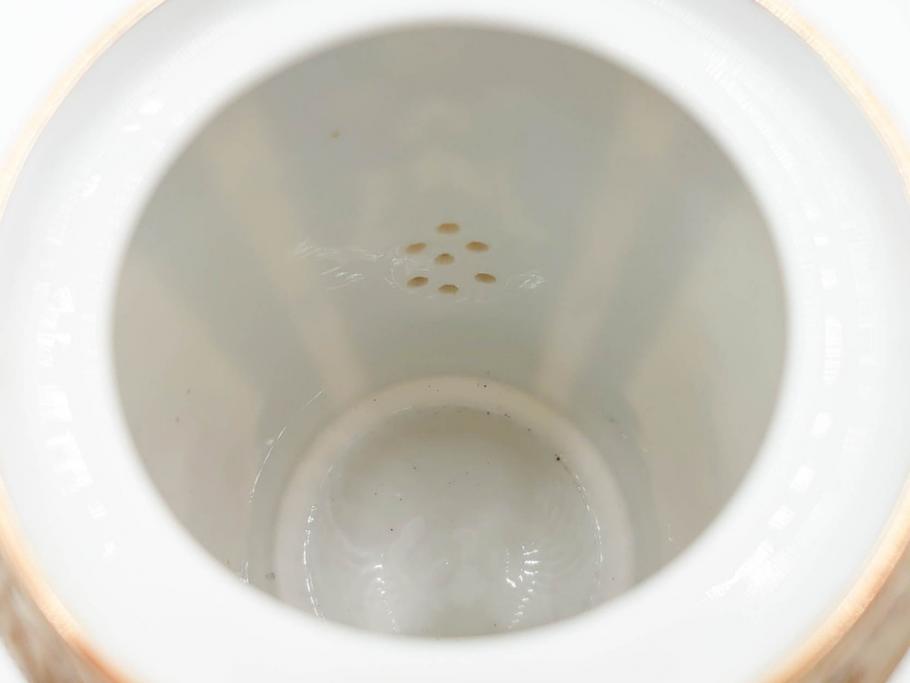 明治～大正期　オールドノリタケ　NORITAKE　金彩　金盛　花　ハンドペイント　格調高く華やぎを纏ったコーヒーセット(ポット、クリーマー、シュガーポット、カップ&ソーサー3客、C&S、洋食器)(R-083570)