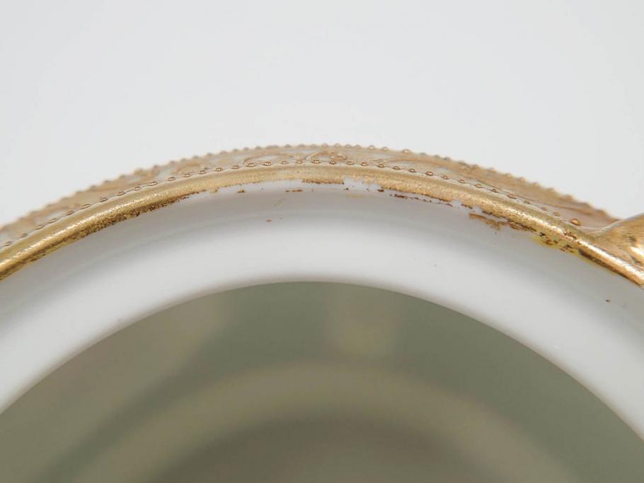 明治～大正期　オールドノリタケ　NORITAKE　金彩　金盛　花　ハンドペイント　格調高く華やぎを纏ったコーヒーセット(ポット、クリーマー、シュガーポット、カップ&ソーサー3客、C&S、洋食器)(R-083570)
