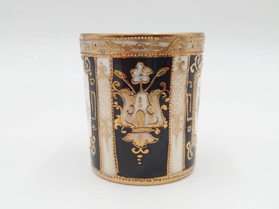 明治～大正期　オールドノリタケ　NORITAKE　金彩　金盛　花　ハンドペイント　格調高く華やぎを纏ったコーヒーセット(ポット、クリーマー、シュガーポット、カップ&ソーサー3客、C&S、洋食器)(R-083570)