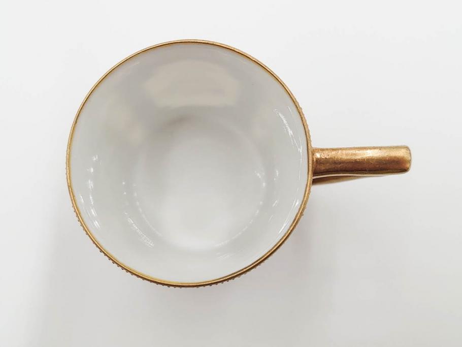 明治～大正期　オールドノリタケ　NORITAKE　金彩　金盛　花　ハンドペイント　格調高く華やぎを纏ったコーヒーセット(ポット、クリーマー、シュガーポット、カップ&ソーサー3客、C&S、洋食器)(R-083570)