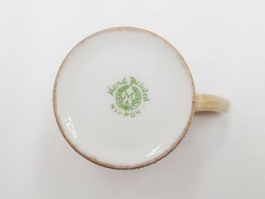 明治～大正期　オールドノリタケ　NORITAKE　金彩　金盛　花　ハンドペイント　格調高く華やぎを纏ったコーヒーセット(ポット、クリーマー、シュガーポット、カップ&ソーサー3客、C&S、洋食器)(R-083570)